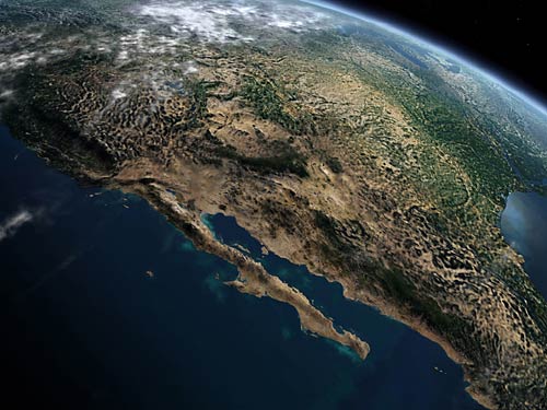 Composite satellite image of North America